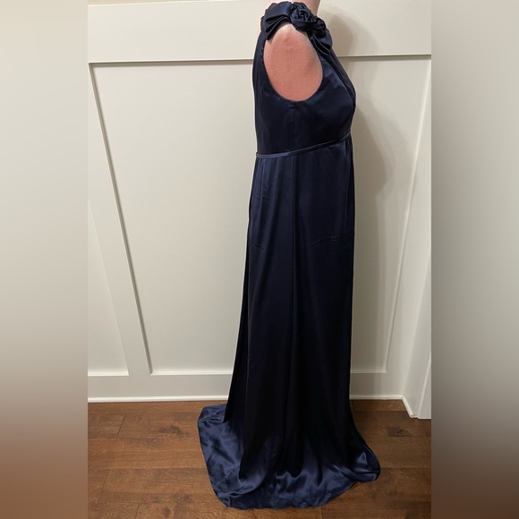 Melissa Sweet Blue Formal 100% Silk Half Shoulder Dress Size 6 - Picture 3 of 8